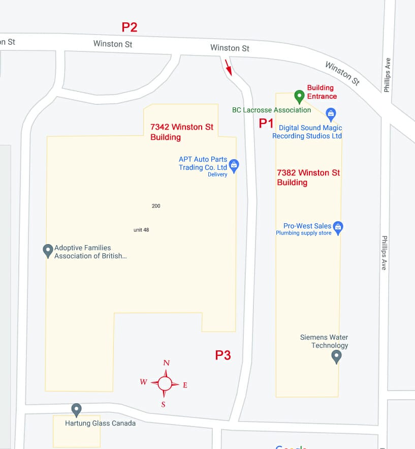 Parking Instructions for Grove Centre on Winston Street in Burnaby